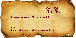 Havranek Nikolett névjegykártya